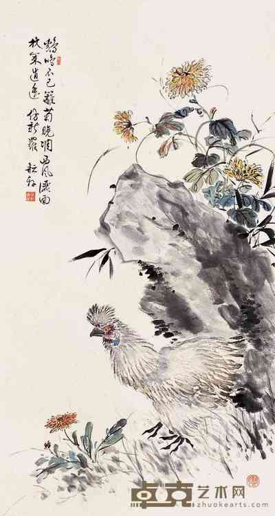 丁宝书 花鸟图 立轴 89×47cm